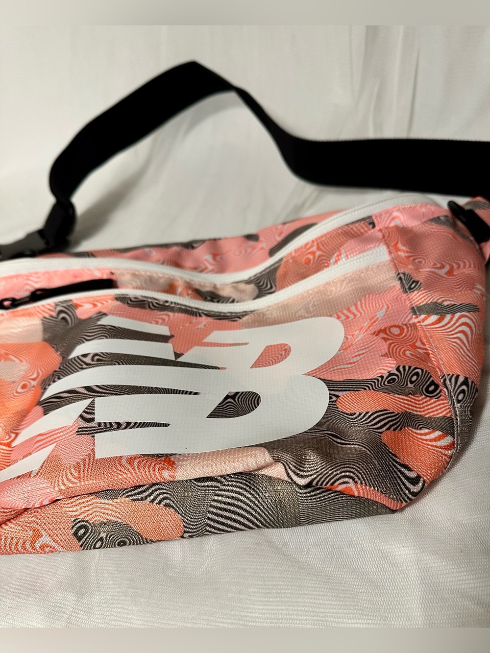 New Balance Coral Pink and Black Patterned Fanny-Pack Bag